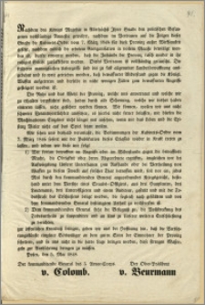 [Obwieszczenie. Incipit] Nachdem des Königs Majestät in Allerhöchst Ihrer Gnade den politischen Gefangenen vollständige [...] : Posen, den 5. Mai 1848