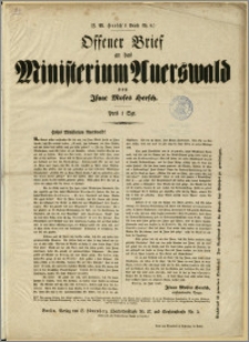 Offener Brief an das Ministerium Auerswald von Isaac Moses Hersch : Berlin, im Juni 1848
