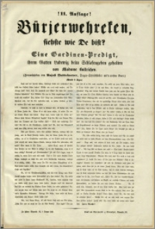 Bürjerwehreken, siehste wie De bist? : Eine Gardinen-Predigt, ihrem Gatten Ludwig beim Schlafengehen gehalten von Madame Bullrichen