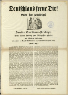 Deutschland freue Dir! Lude hat jehuldigt! : Zweite Gardinen-Predigt, ihrem Gatten Ludewig zum Mittagessen gehalten von Madame Bullrichen