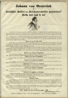 Johann von Oestreich ist deutscher Kaiser oder Reichsverwester geworden! : Flesch, was sagst de nu?