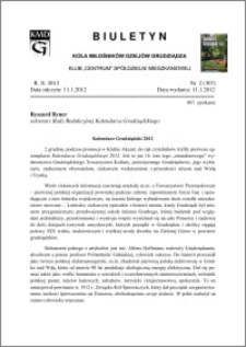 Biuletyn Koła Miłośników Dziejów Grudziądza 2012, Rok X, nr 2(307): Kalendarz Grudziądzki 2012