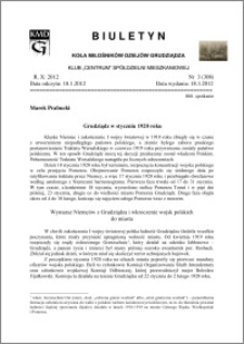 Biuletyn Koła Miłośników Dziejów Grudziądza 2012, Rok X, nr 3(308): Grudziądz w styczniu 1920 roku