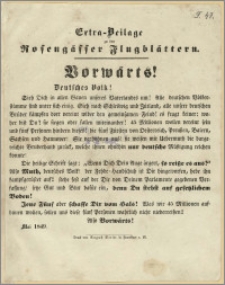 Vorwärts! Deutsches Volk! : Extra-Beilage zu den Rosengässer Flugblättern