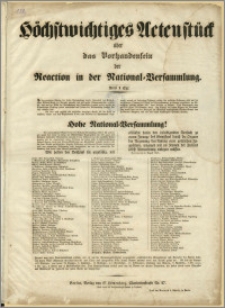 Höchstwichtiges Actenstück über das Vorhandensein der Reaction in der National-Versammlung