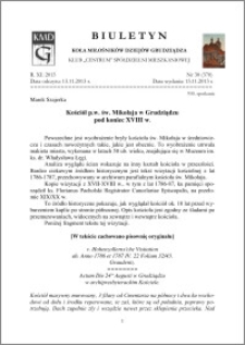 Biuletyn Koła Miłośników Dziejów Grudziądza 2013, Rok XI, nr 30(370): Kościół p.w. św. Mikołaja w Grudziądzu pod koniec XVIII w.