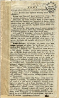 Mowa Lelewela miana w Bruxelii po ostatnich wydarzeniach w kraju. / [Inc.:] Cześć dniowi! cześć sprawie Polskiej! cześć jej męczennikom! [...]