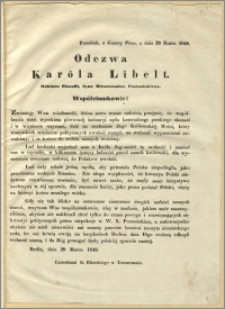 Odezwa Karóla Libelt : Współziomkowie!