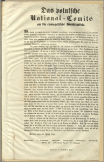 Das polnische National-Comité an die evangelische Geistlichkeit