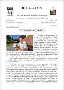 Biuletyn Koła Miłośników Dziejów Grudziądza 2014, Rok XII, nr 17(392): Spotkanie autorskie