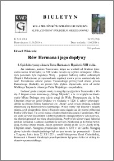 Biuletyn Koła Miłośników Dziejów Grudziądza 2014, Rok XII, nr 19(394): Rów Hermana i jego dopływy