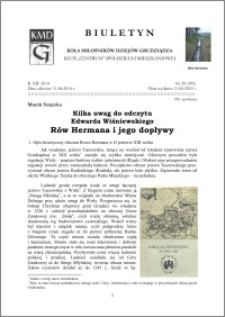 Biuletyn Koła Miłośników Dziejów Grudziądza 2014, Rok XII, nr 20(395): Kilka uwag do odczytu Edwarda Wiśniewskiego Rów Hermana i jego dopływy