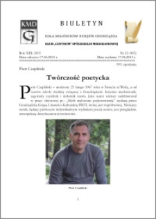 Biuletyn Koła Miłośników Dziejów Grudziądza 2015, Rok XIII, nr 23(435) : Twórczość poetycka
