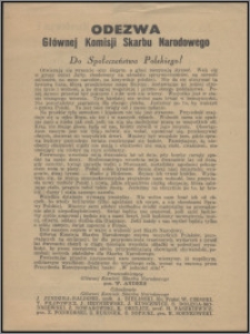 Odezwa Głównej Komisji Skarbu Narodowego : Do Społeczeństwa Polskiego!
