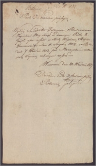 Giełgud [Antoni] pułkownik, d-ca 3 Pułku Strzelców Pieszych zaświadcza, że Wojciech Butowicz służył w dawnym Pułku 1 Piechoty Księstwa Warszawskiego