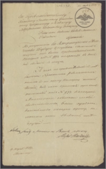 Michał Radziwiłł do Gubernatora Cywilnego Królestwa Polskiego. Zwraca się z prośbą o przedłużenie mu paszportu