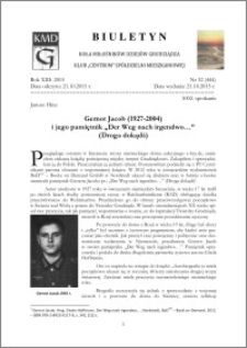 Biuletyn Koła Miłośników Dziejów Grudziądza 2015, Rok XIII, nr 32(444) : Gernot Jacob (1927-2004) i jego pamiętnik „Der Weg nach irgendwo…” (Droga dokądś)