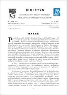 Biuletyn Koła Miłośników Dziejów Grudziądza 2015, Rok XIII, nr 38(450) : Warma