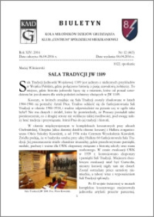 Biuletyn Koła Miłośników Dziejów Grudziądza 2016, Rok XIV, nr 12(465) : Sala Tradycji JW 1109