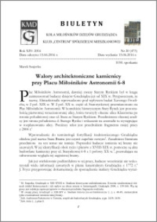 Biuletyn Koła Miłośników Dziejów Grudziądza 2016, Rok XIV, nr 20(473) : Walory architektoniczne kamienicy przy Placu Miłośników Astronomii 6-8