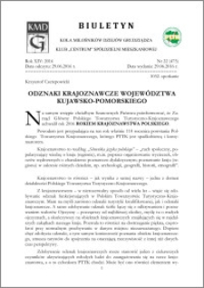Biuletyn Koła Miłośników Dziejów Grudziądza 2016, Rok XIV, nr 22(475) : Odznaki krajoznawcze województwa kujawsko-pomorskiego