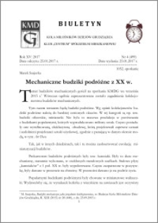 Biuletyn Koła Miłośników Dziejów Grudziądza 2017, Rok XV, nr 4(499) : Mechaniczne budziki podróżne z XX w.