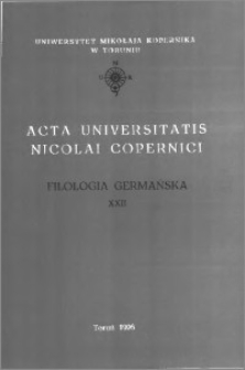 Acta Universitatis Nicolai Copernici. Nauki Humanistyczno-Społeczne. Filologia Germańska, z. 22 (312), 1996