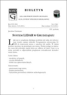 Biuletyn Koła Miłośników Dziejów Grudziądza 2018, Rok XVI nr 6(544) : System Lidar w Grudziądzu