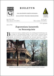 Biuletyn Koła Miłośników Dziejów Grudziądza 2018, Rok XVI nr 29(567) : Zapomniana katastrofa na Strzemięcinie