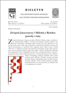 Biuletyn Koła Miłośników Dziejów Grudziądza 2018, Rok XVI nr 38(576) : Związek Jaszczurczy i Mikołaj z Ryńska : prawdy i mity