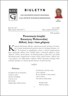 Biuletyn Koła Miłośników Dziejów Grudziądza 2017, Rok XV, nr 11(508) : Prezentacja książki Katarzyny Wełnowskiej "Miiłość, koty i inne głupoty