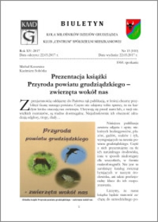 Biuletyn Koła Miłośników Dziejów Grudziądza 2017, Rok XV, nr 13(510) : Prezentacja książki "Przyroda powiatu grudziądzkiego – zwierzęta wokół nas"