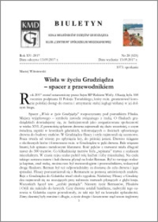 Biuletyn Koła Miłośników Dziejów Grudziądza 2017, Rok XV, nr 28(525) : Wisła w życiu Grudziądza – spacer z przewodnikiem