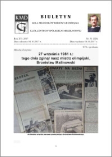 Biuletyn Koła Miłośników Dziejów Grudziądza 2017, Rok XV, nr 31(528) : 27 września 1981 r.: tego dnia zginął nasz mistrz olimpijski, Bronisław Malinowski