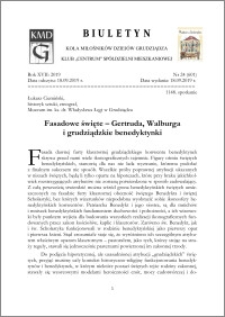 Biuletyn Koła Miłośników Dziejów Grudziądza 2019, Rok XVII nr 24(601) : Fasadowe święte – Gertruda, Walburga i grudziądzkie benedyktynki