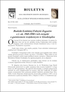 Biuletyn Koła Miłośników Dziejów Grudziądza 2020, Rok XVIII nr 13 (627) : Biuletyn Koła Miłośników Dziejów Grudziądza 2020, Rok VIII nr 13 (627) : Budziki Łódzkiej Fabryki Zegarów z l. ok. 1945-1950 i ich związki z garnizonem wojskowym w Grudziądzu