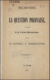 Mémoire sur la question polonaise, adressé à la nation britannique