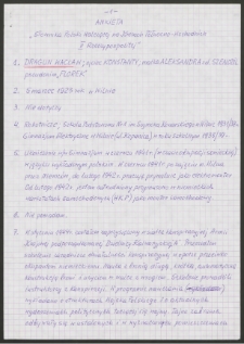 Ankieta"Słownika Polski Walczącej na Kresach Północno-Wschodnich II Rzeczypospolitej"