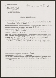 Oświadczenie świadka Romana Koraba-Żebryk w sprawie działalności Wacława Draguna w AK