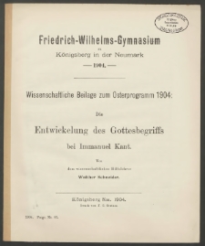 Die Entwickelung des Gottesbegriffs bei Immanuel Kant