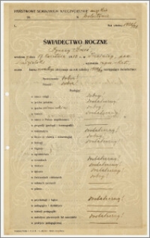 Świadectwo roczne za rok szkolny 1922/1923