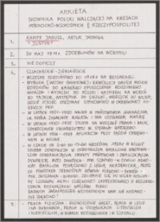 Ankieta "Słownika Polski Walczącej na Kresach Północno-Wschodnich II Rzeczypospolitej"