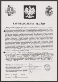 Zaświadczenie Służby