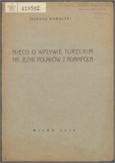 Nieco o wpływie tureckim na język Polaków z Adampola