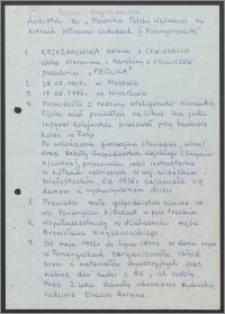 Ankieta do "Słownika Polski Walczącej na Kresach Północno-Wschodnich II Rzeczypospolitej"
