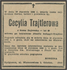 Nekrolog Cecylii Trajtlerowej z domu Bajewskiej