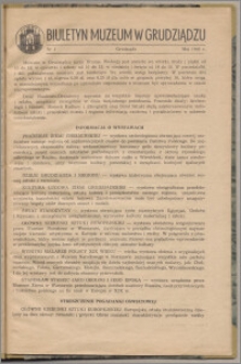 Biuletyn Muzeum w Grudziądzu maj 1960, nr 1