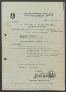 Zaświadczenie weryfikacyjne Janiny Wejs z domu Muszyńskiej