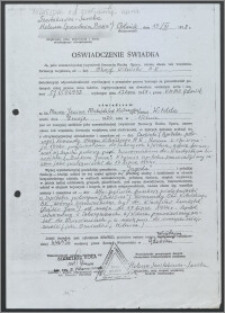 Oświadczenie świadka potwierdzającego przynależność Janiny Marii Michejdy do AK