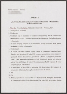 Ankieta "Słownika Polski Walczącej na Kresach Północno-Wschodnich w II Rzeczypospolitej"